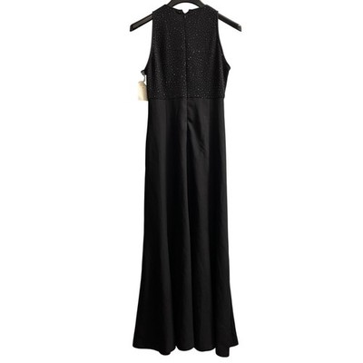 Vintage Reggio Dress Womens 10 Black Maxi Mesh Sequin Bodice Chiffon Skirt Event