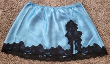Fredericks of Hollywood mini skirt slip satin lace blu/blk  medium