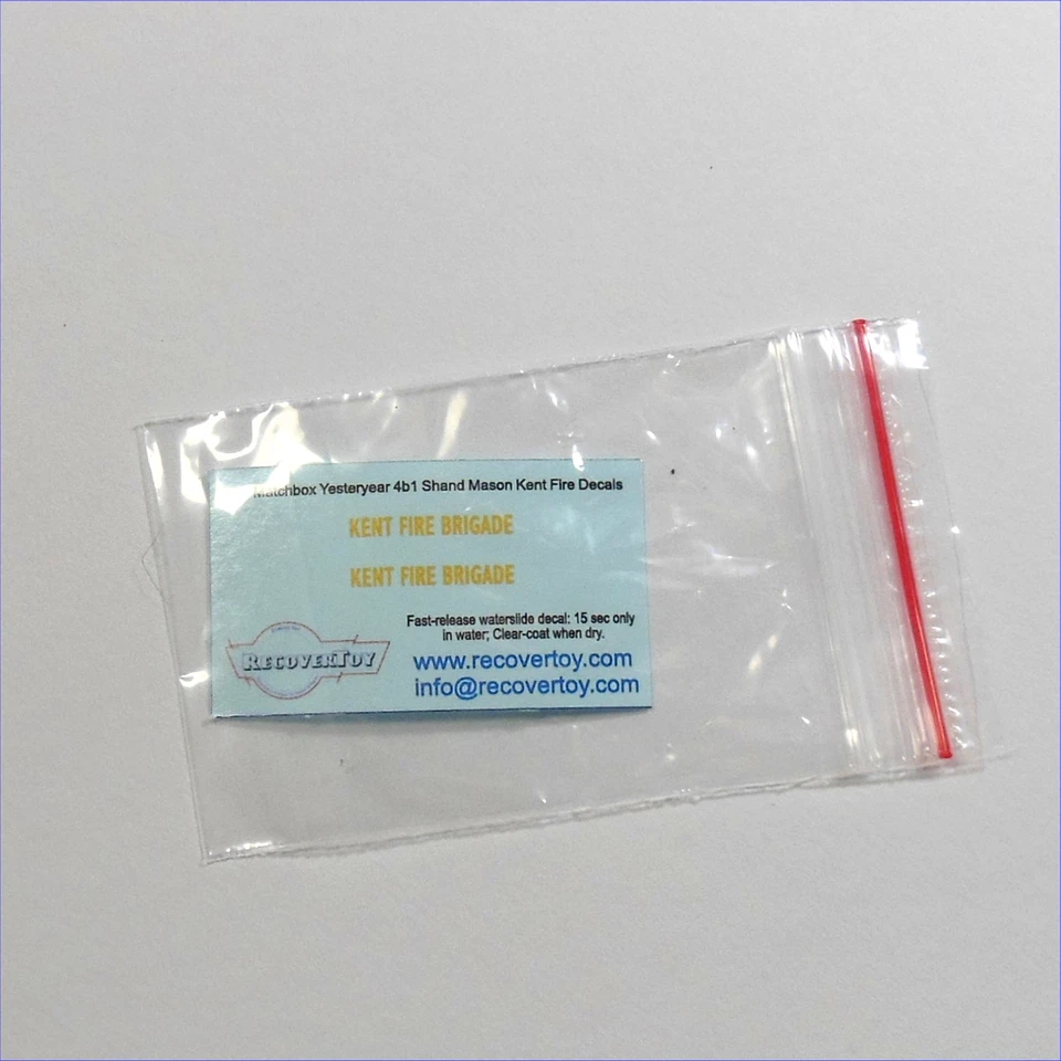 Matchbox Yesteryear  4b 1905 Shand Mason Fire Engine Kent Brigade Decal Set - Image 3 of 3