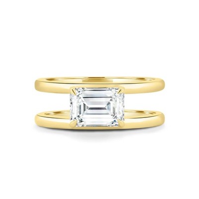 18 Karat Gelbgold Damenring 1 Karat IGI Lab Created Smaragdschliff Diamant E ...