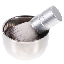 Stainless Steel Shave Bowl Mug And Nylon Hair Brush For Traditional Shaving