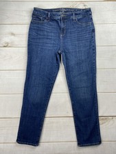 Chico's So Slimming Girlfriend Slim Leg Ankle Jeans Size 10R Medium Dark Denim