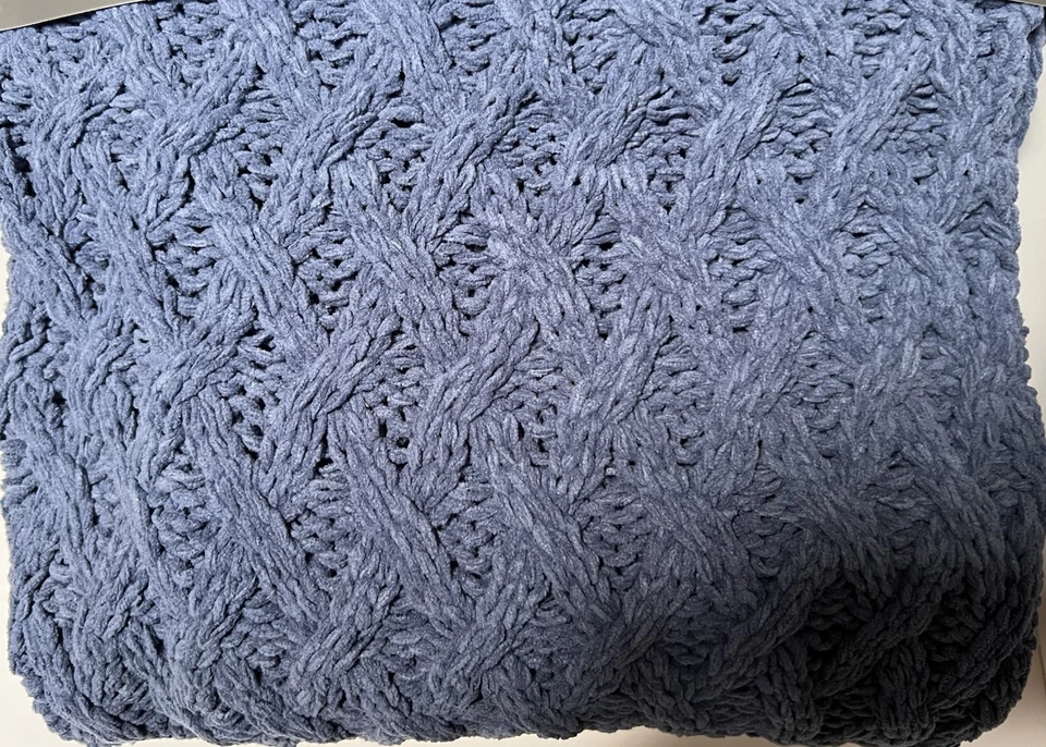 "Colección Martha Stewart GRUESO Cable Tejido Decorativo Tiro Azul 50"" x 70""" Foto 4 de 4