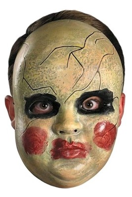 Disguise Smeary Smeared Doll Face Mask, Rosey Cracked Halloween Costume Adult
