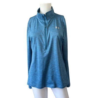 Under Armour Blue Fitted Half Zip Pullover Stretch Knit Size Large L