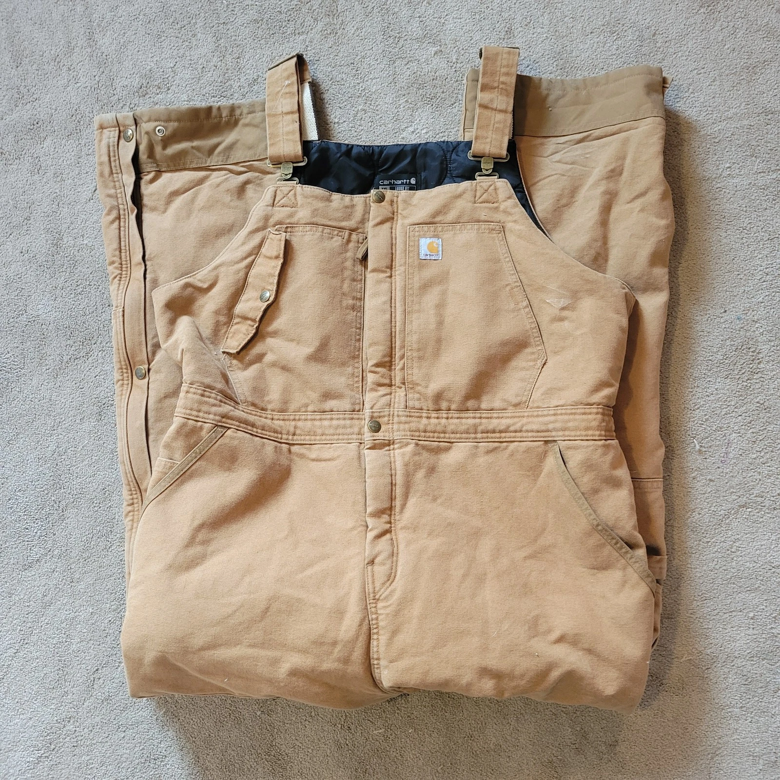 Carhartt Women's Weathered Wildwood Insulated Duck Cotton Bib Overalls XXL