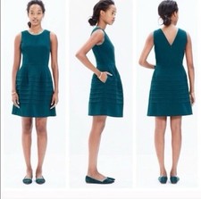 Madewell Midnight Dress Women’s Size 12 Shutter Pleat Fit & Flare Spruce Green