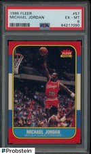 1986-87 Fleer Basketball #57 Michael Jordan RC Rookie HOF PSA 6 NICELY CENTERED