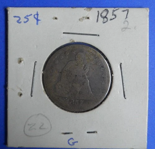 1857 Seated Liberty Quarter... Philadelphia Mint... Silver... circulated