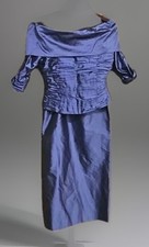 Marisa Baratelli Thai Silk Periwinkle Formal MOB 2 Piece Top/Skirt Vintage 90s
