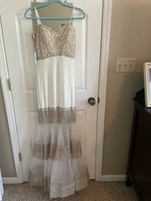 Strapless Ivory Gold Beaded Lace Size 7 Gown Holiday Prom