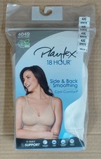 Playtex 18 Hour Bra 42C White 4049 Side  Back Smoothing Cool Comfort NIP