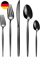 Besteck Set 6 Personen,30 Teilig Schwarzes Besteck,Edelstahl Besteckset,Schwarz