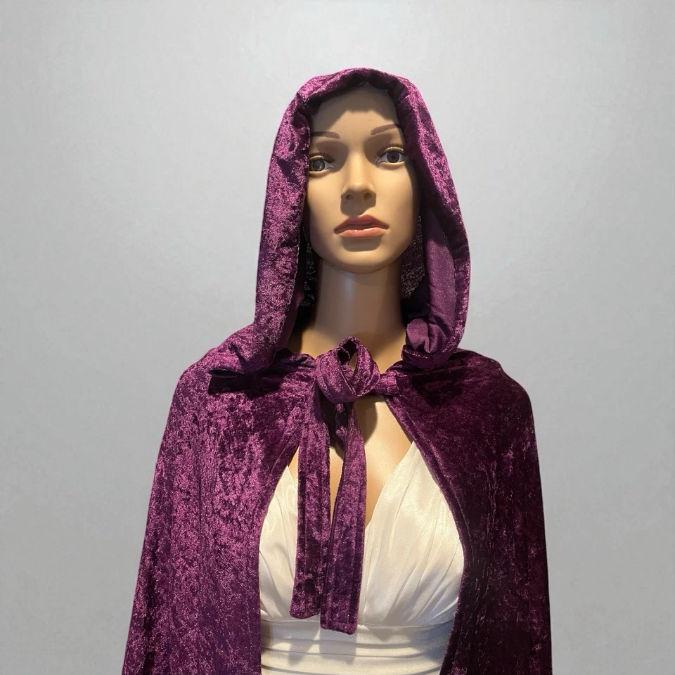 Capa Lancelot terciopelo aplastado púrpura disfraz de Halloween Feria Ren Foto 4 de 4