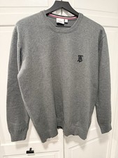 Burberry Italy Men's Gray Wool Crew-Neck Long-Sleeve Pullover Sweater Size XL