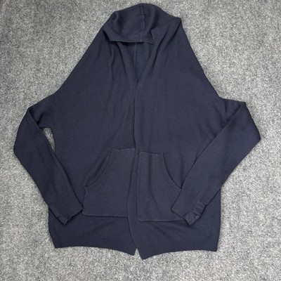 Lululemon Hooded Cardigan Womens 6 Blue Front Knit Sweater Pockets Reversible