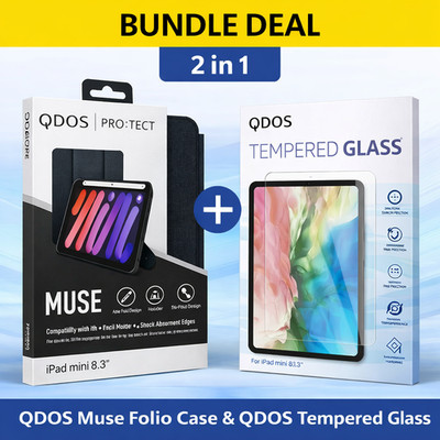 QDOS (iPad Mini A17 PRO 2024) 7. Gen Smart Folio Hülle + Displayschutz Cover