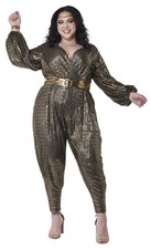 Gold Disco Queen Jumpsuit And Belt 8022 092 Costume