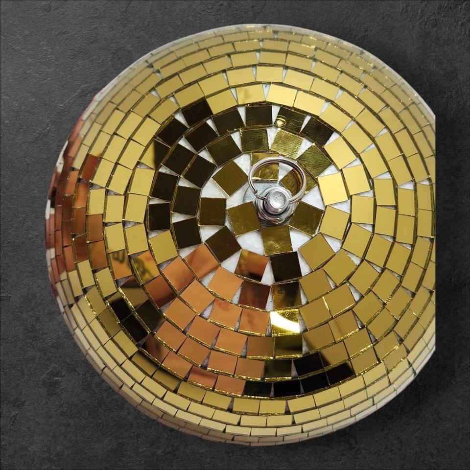 8” Gold Mirror Glass Disco Ball DJ Dance Home Party Club Stage Decor Sparkly - Image 4 of 4