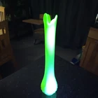 Fenton Custard Uranium swung Glass Diamond & Ribbed Pattern Vase   15-1/2" Tall