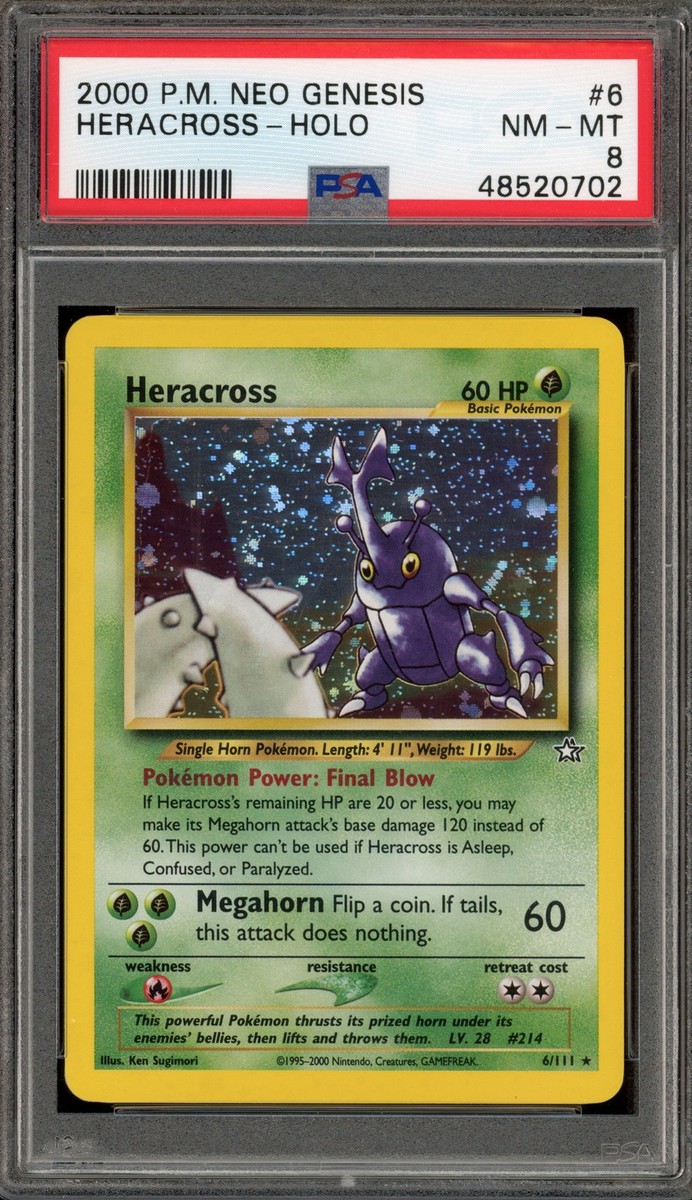 Pokemon Heracross Neo Genesis Unlimited Holo Rare #6 PSA 8 | eBay