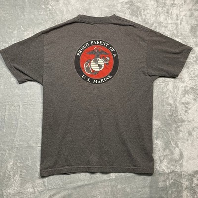 USMC Proud Parent Of A U.S. Marine Cold Forged Designs T-Shirt Mens Large Gray