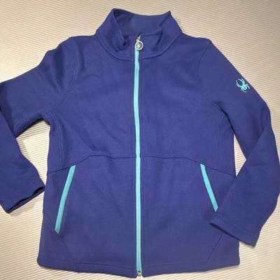 Spyder Unisex Kids Blue Teal Full Zip Ski Jacket Solid L (14/16)