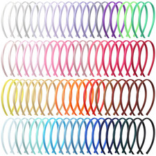 100 Pieces Thin Satin Headbands for Women Girls 0.4 Inch DIY Satin Covered Headb