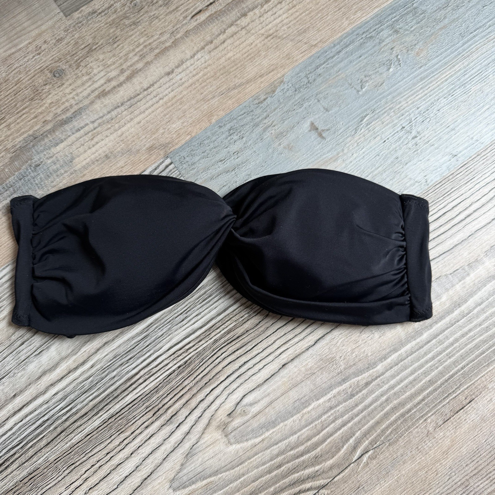 Victoria Secret Bandeau Bikini Top Black Strapless Twist Front M