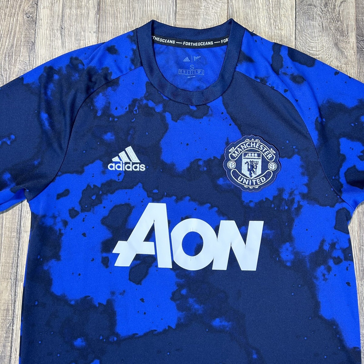 Manchester United Soccer Jersey AON Football Blue Black