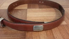 Boy's Brown Genuine Leather Belt with Decorative Silver Conchos 26 R+