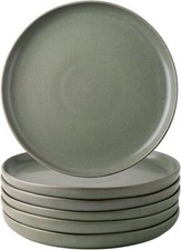 Ceramic Dinner Plate Set of 6 with Wavy Edge 10.5-Inch Stoneware Dinnerware