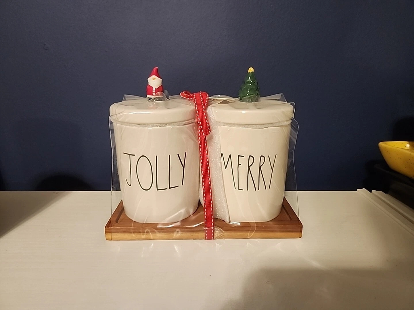 Rae Dunn "JOLLY" & "MERRY" Canister Set