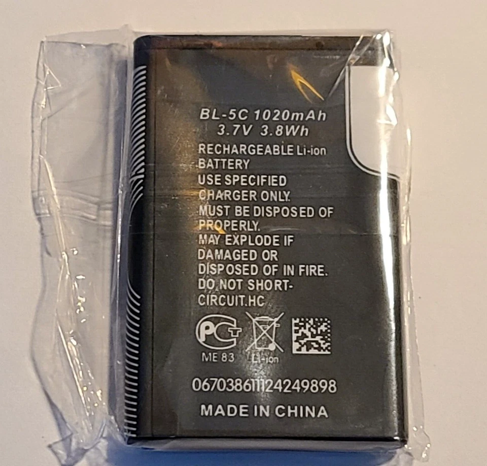 Batería OEM Especificación 3.7v 1020mAh Para BL-5C Original Nokia 2118 6086 6108 6205 6555 Foto 3 de 4