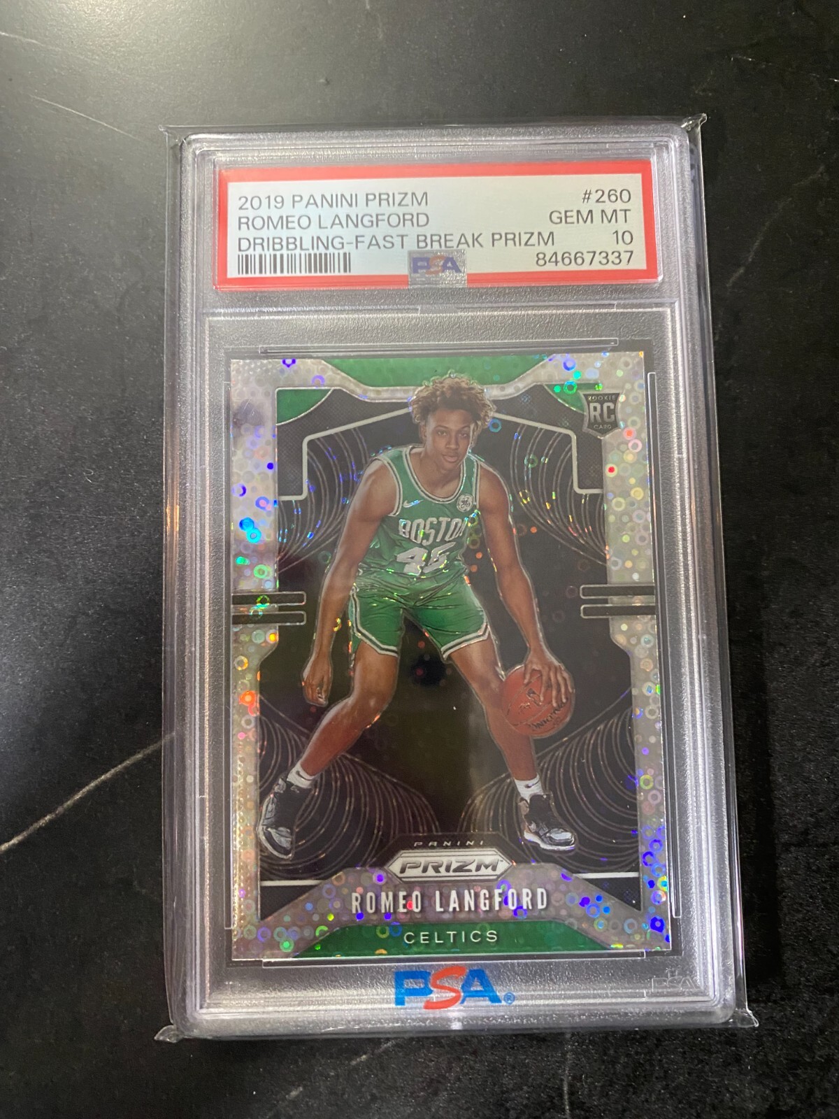 ROMEO LANGFORD 2019 PANINI PRIZM #260 DRIBBLING FAST BREAK PSA 10 (RC)