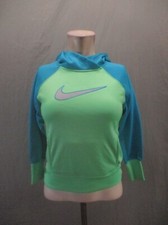 NIKE THERMA-FIT Size M Kids Unisex Green Pocket Fleece Lined Athletic Hoodie 150