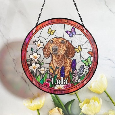 Custom Dog Portrait Art Suncatcher, Custom Dog Portrait From Photo, Indoor Decor