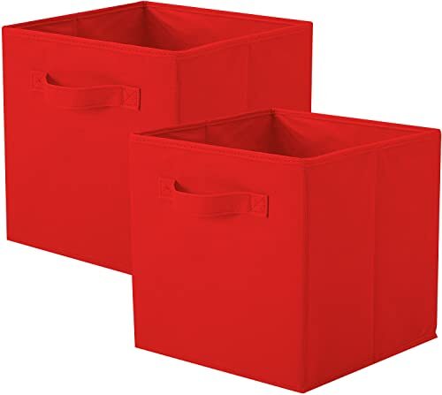 Storage Bins, Foldable Fabric Storage Cubes and Cloth Storage Organizer 2 Red-image