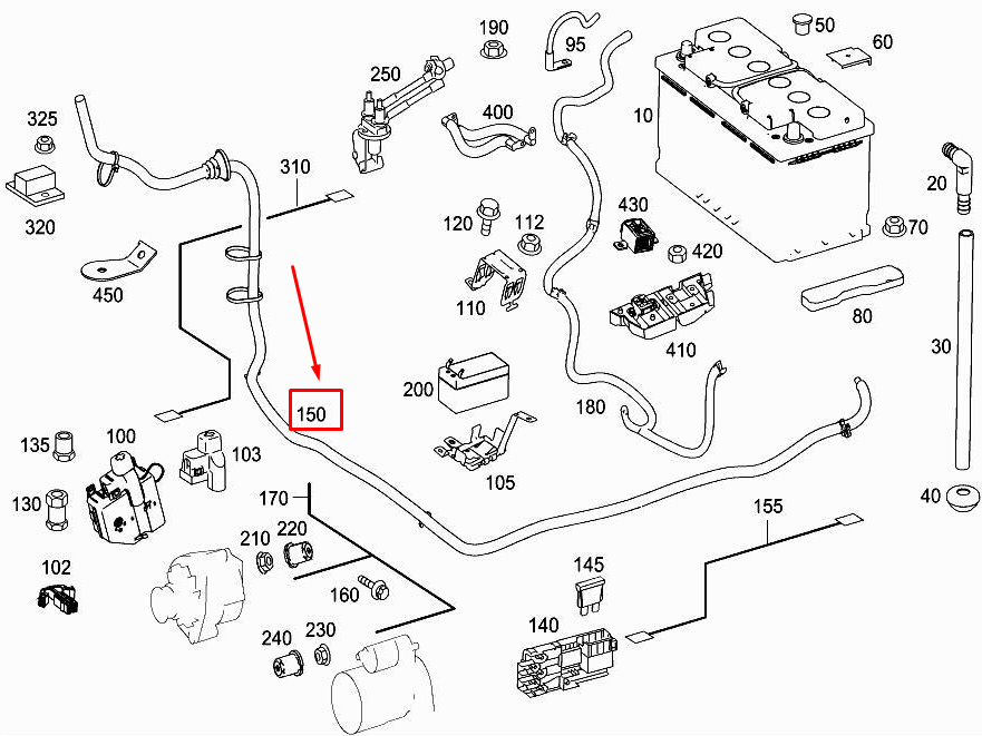 MERCEDES-BENZ R W251 Battery Line A2515403130