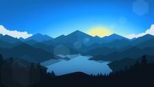 Landscape minimalism abstract sun geometry trees lake Custom Gaming Mat Desk
