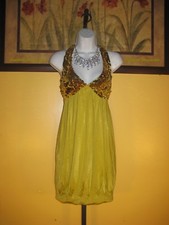 NWT Arden B $148 Yellow Sequin Embellished Dress Size S