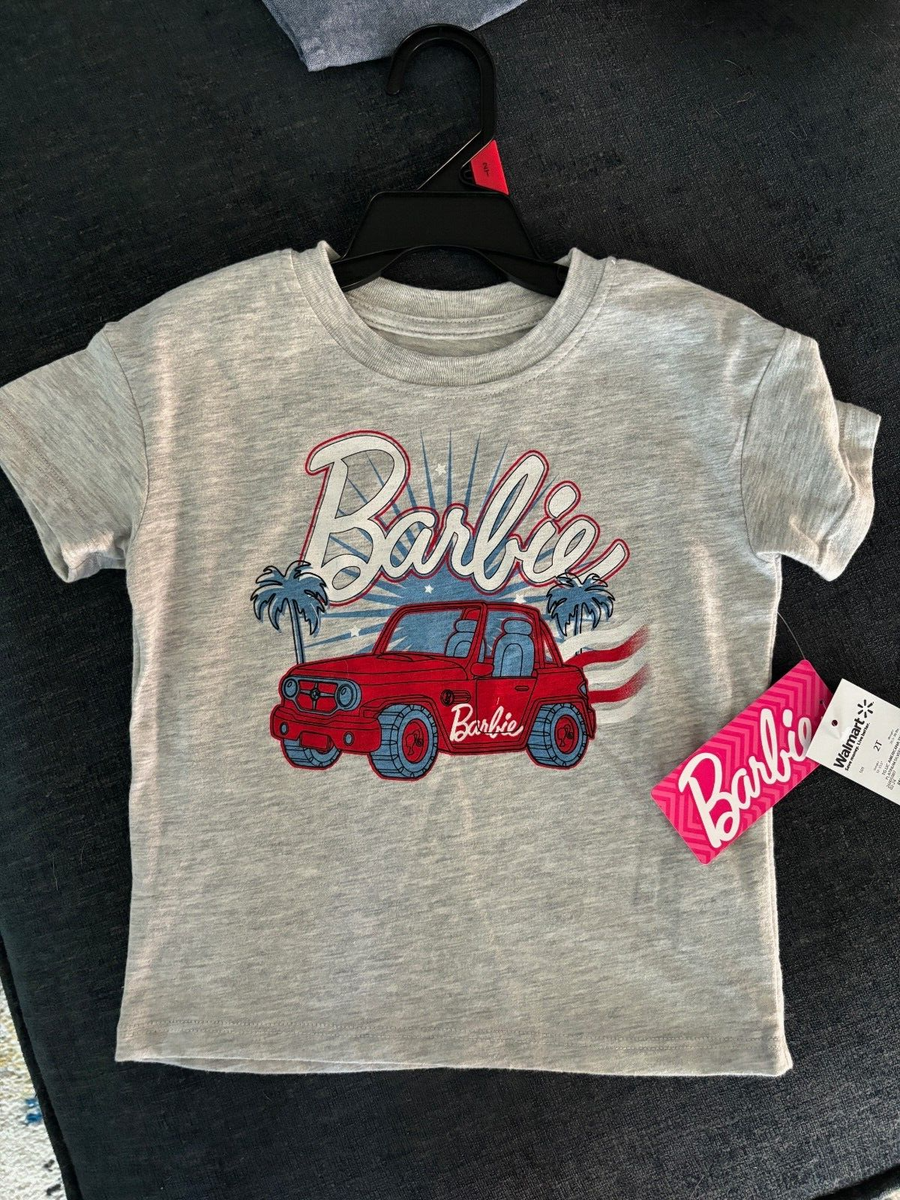 tシャツ 2T Barbie Patriotic gray T shirt July 4th Jeep red white and blue