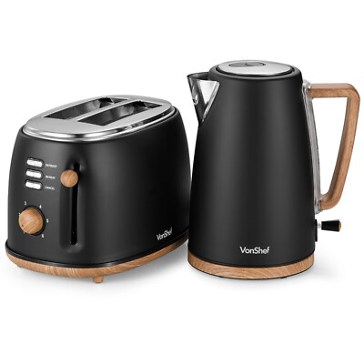 Kettle and Toaster Set Rapid Boil Kettle 3000W Slice Toaster,  VonShef UK