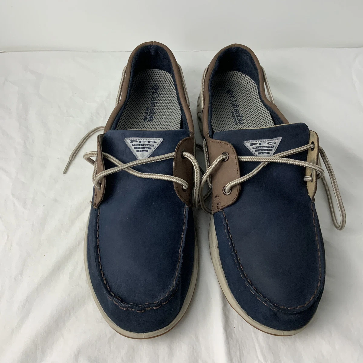 Columbia Boat Shoes Bonehead Vent Leather PFG BM4438 Men’s Size 15 Navy 464