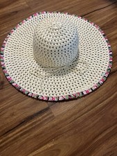 Woman Floppy Straw Wide Brim Sun Hat Beach one size colorful straw hat