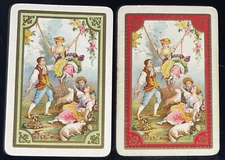 EU165 Swap Playing Cards 2 VINTAGE ENGLISH Old World Lady & Gent Art Fragonard