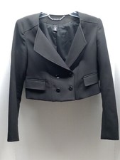 White House Black Market Women's Bolero Jacket 4 Black Button Short