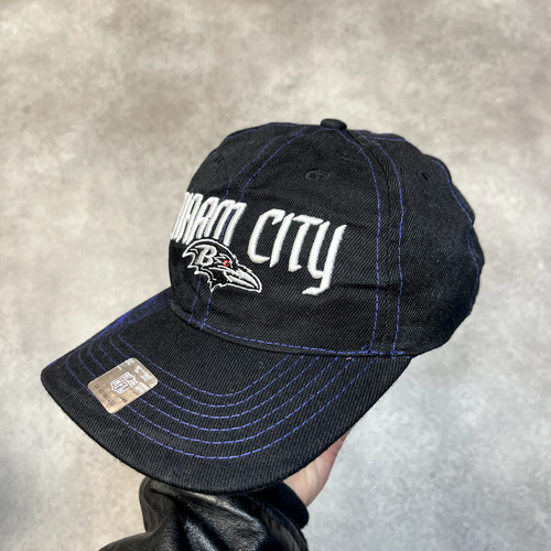 Baltimore Ravens Baseball Hat Mens Charm City NFL USA Strapback Cap Black - Picture 3 of 7