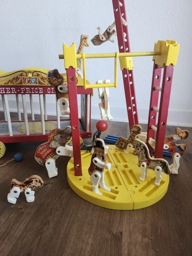 Vintage Fisher Price Circus #900 Wagon Wooden Train 1962