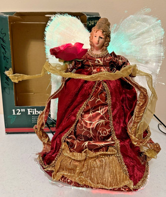 Vtg. 12'' Fiber Optic Angel Tree Topper/ Table Top Deco Professional Series Plus